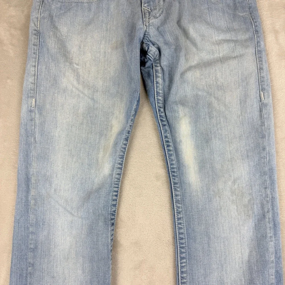 True Religion Straight Leg Jeans Men 30 (32x32.5) Blue Thrashed Grunge Steet Y2K